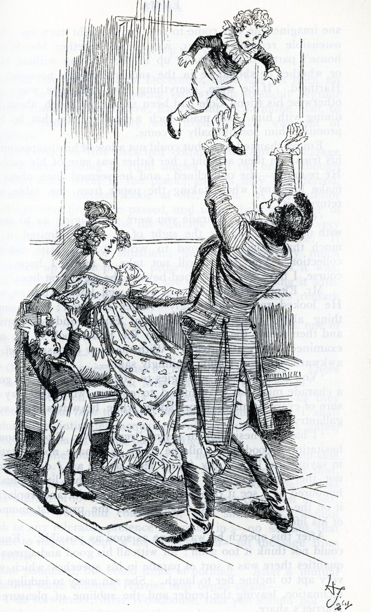 "Mr. Knightley jugando con sus hijos" de Hugh Thomson