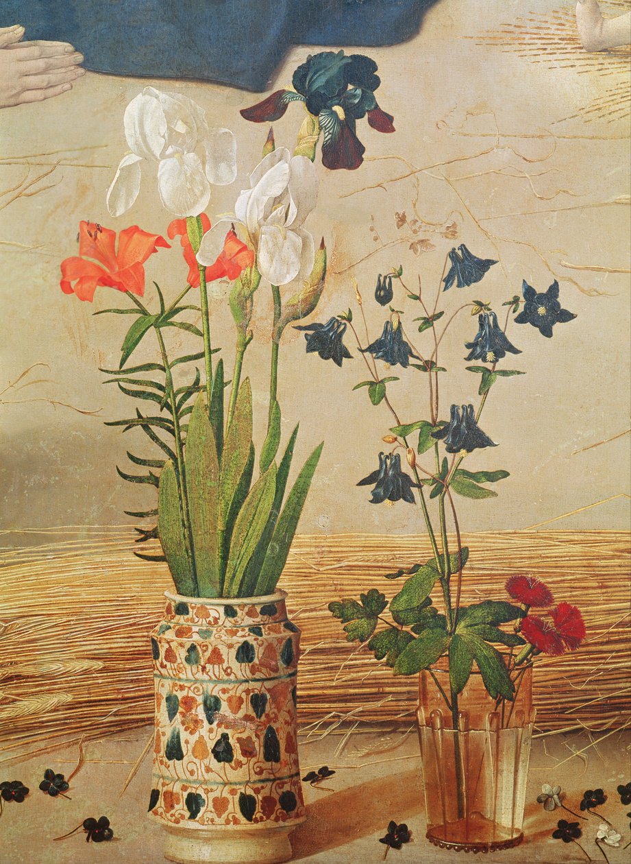 Detalle de flor, del panel central del Retablo Portinari, c.1479 de Hugo van der Goes