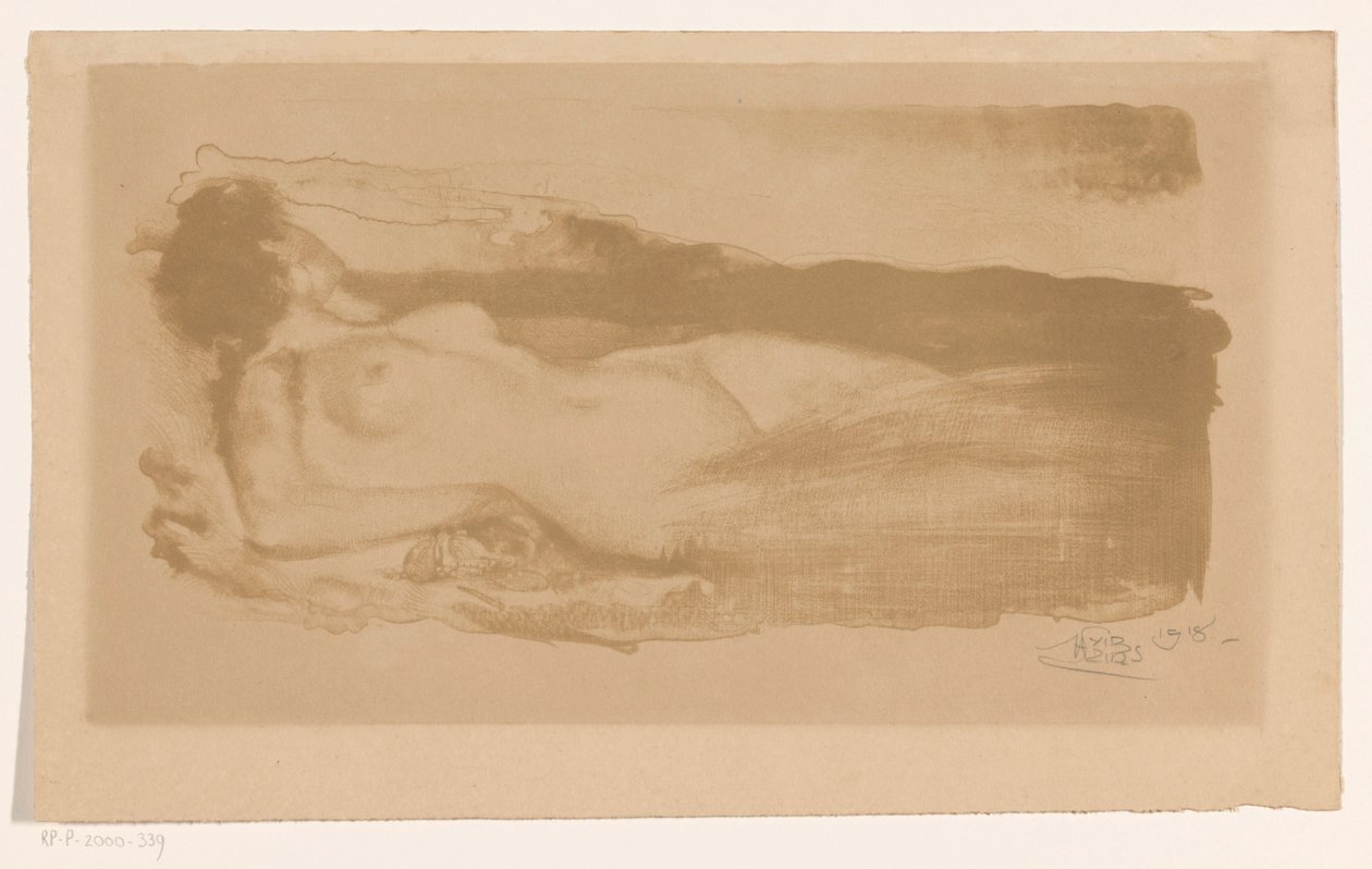 Mujer desnuda recostada de Huib Luns (signed by artist)