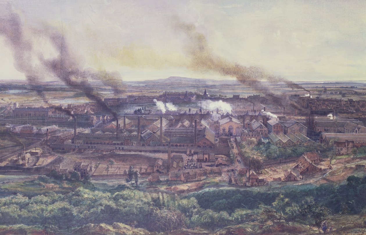 Fábricas en Le Creusot en 1848 (detalle) de Ignace Francois Bonhomme