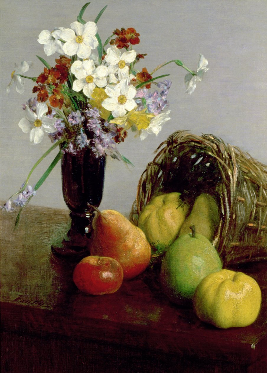 Frutas y flores, 1866 de Ignace Henri Jean Fantin Latour