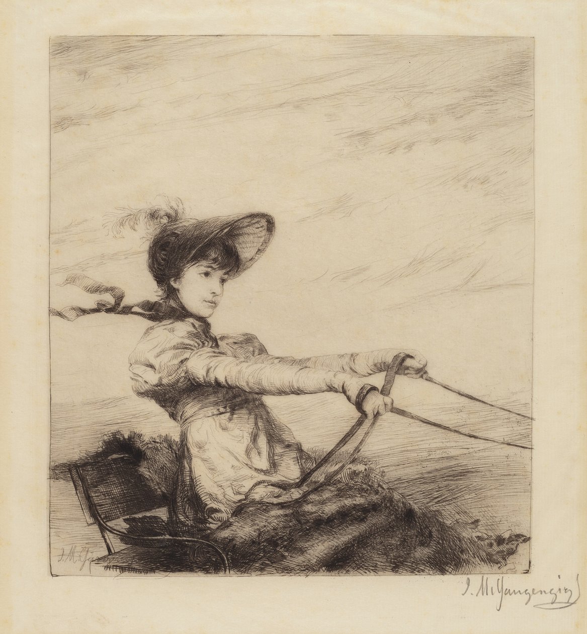 Sin título (Mujer conduciendo un carruaje) de Ignaz Marcel Gaugengigl