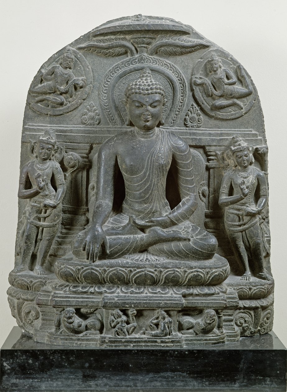 Buda Sentado en Meditación (basalto) de Indian School