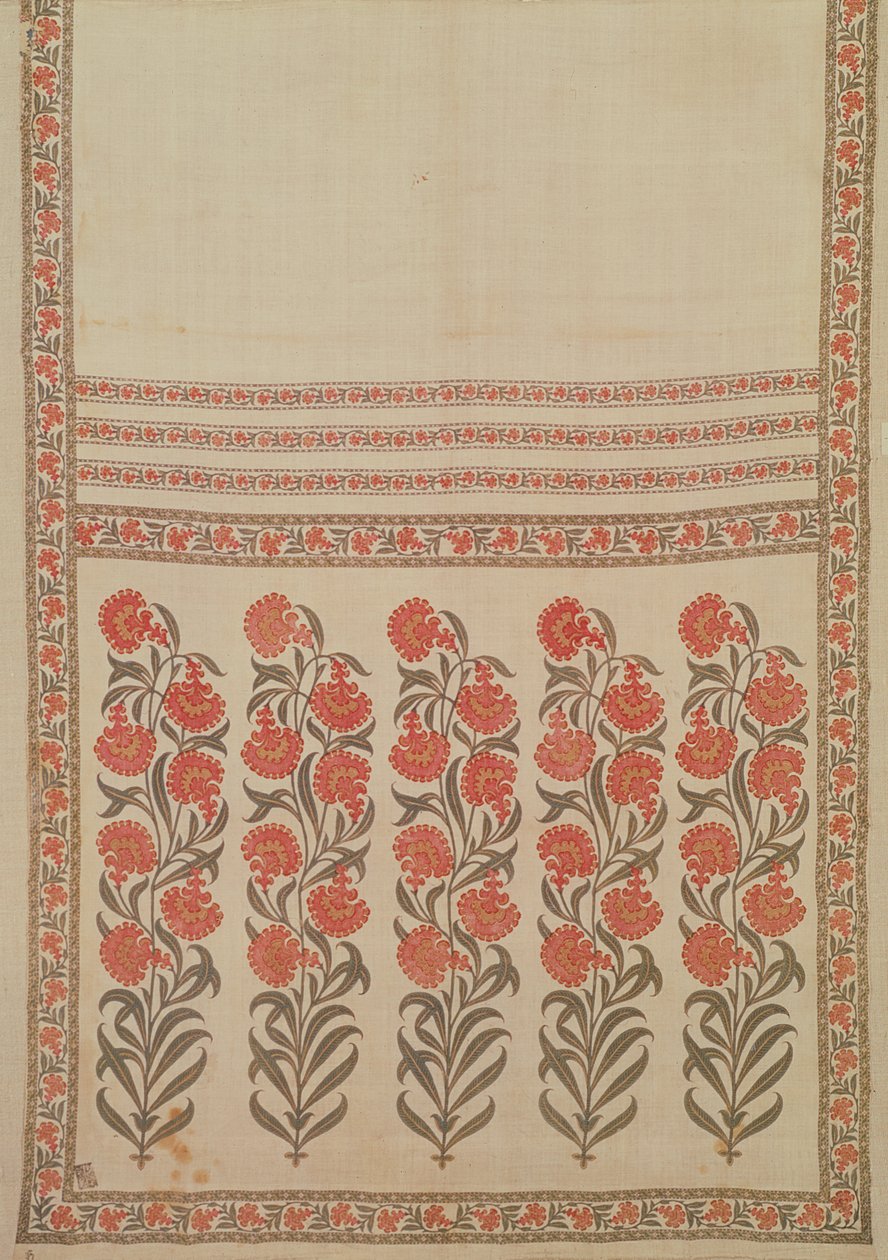 Faja de algodón estampada y pintada a mano (patka), Rajasthan, India, siglo XVII-XVIII de Indian School