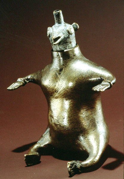 Lámpara de aceite con cabeza de pájaro (bronce) de Indian School