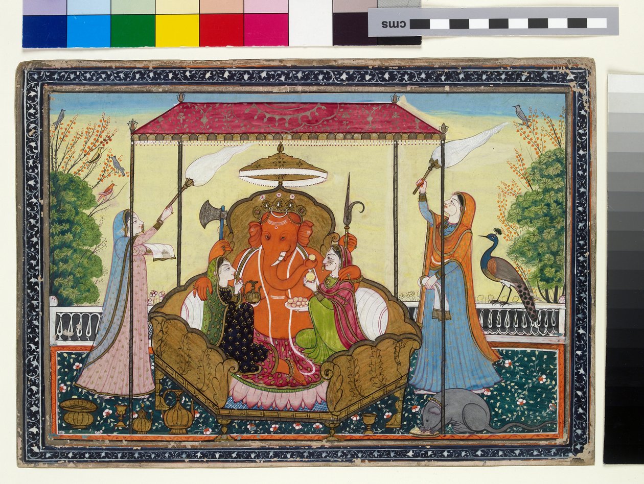Ganesha con sus esposas y asistentes de Indian School