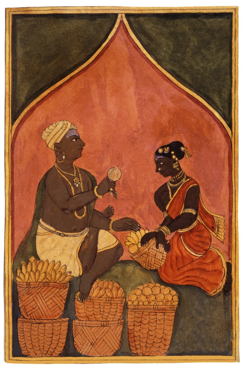 Mercado en la India, c.1880 (minitauro) de Indian School