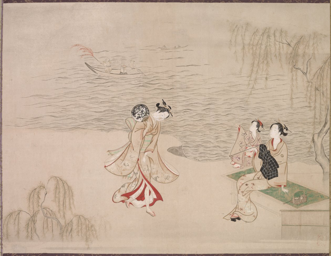Bellezas en la playa, c. 1765-1792 de Ippitsusai Bunchō