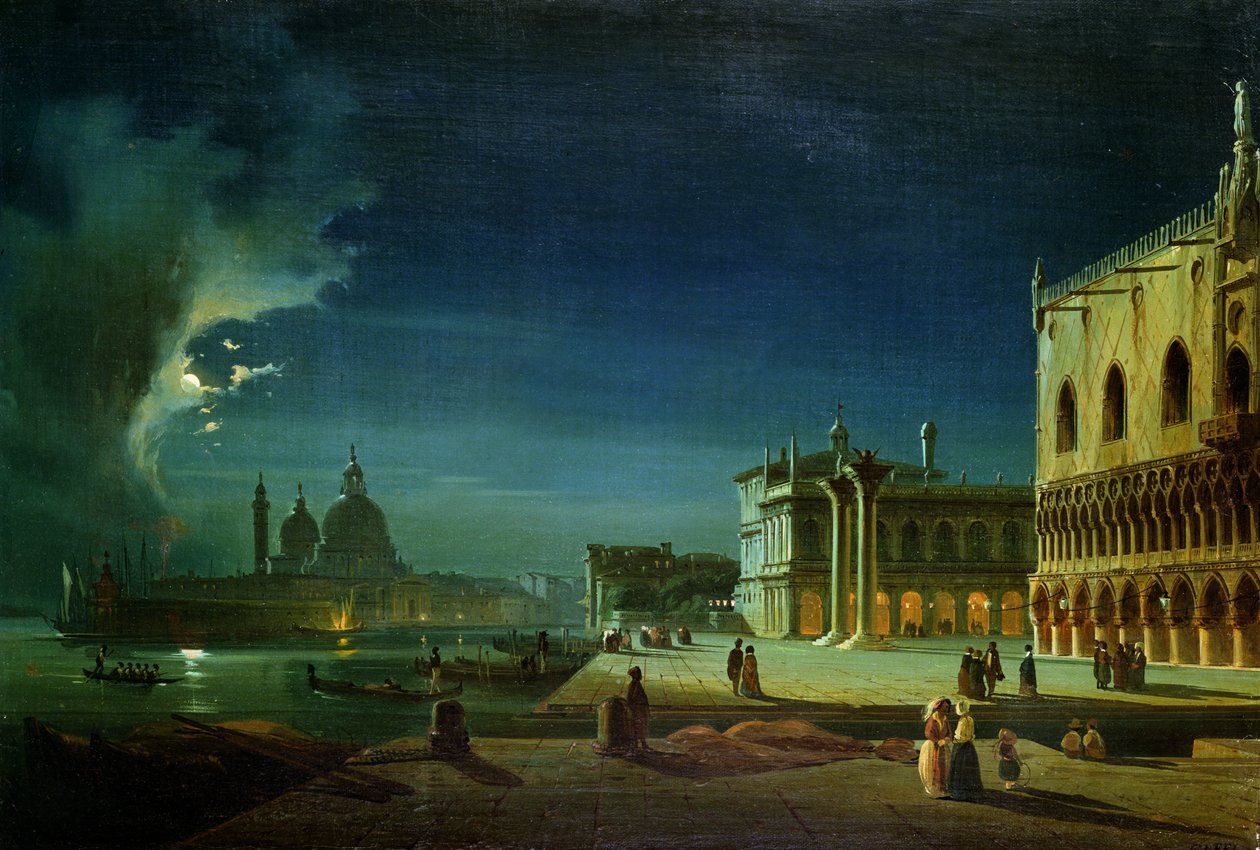 Venecia a la luz de la luna de Ippolito Caffi