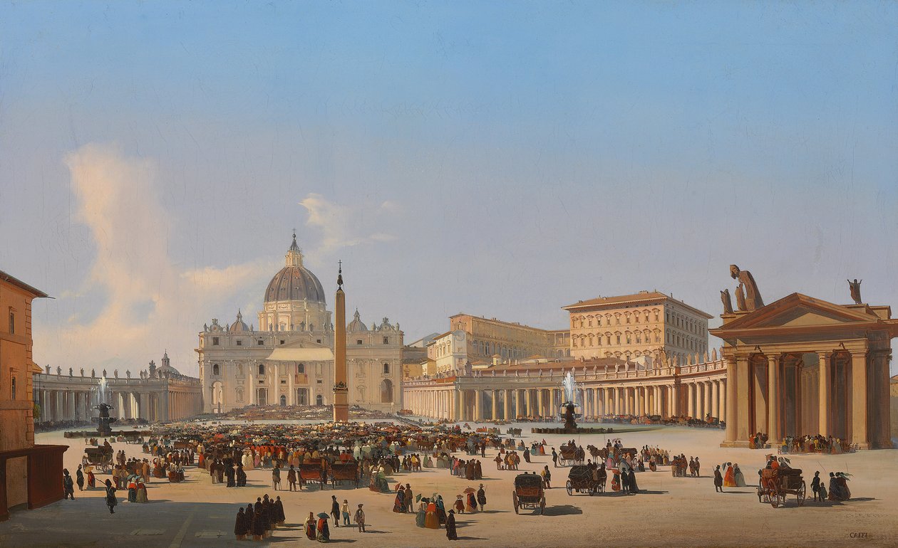 Plaza San Pedro, Roma de Ippolito Caffi