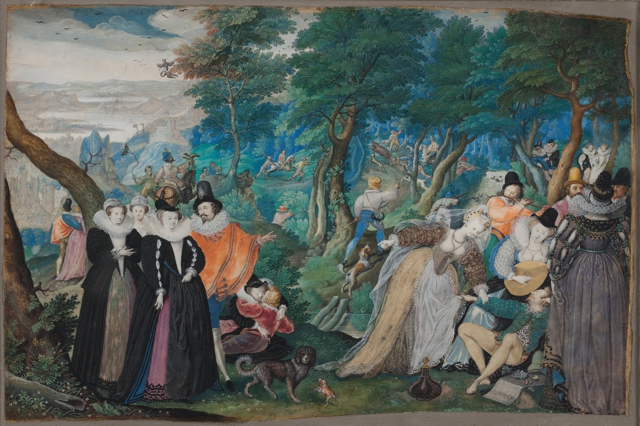 Compañía al aire libre. Alegoría del amor conyugal de Isaac Oliver