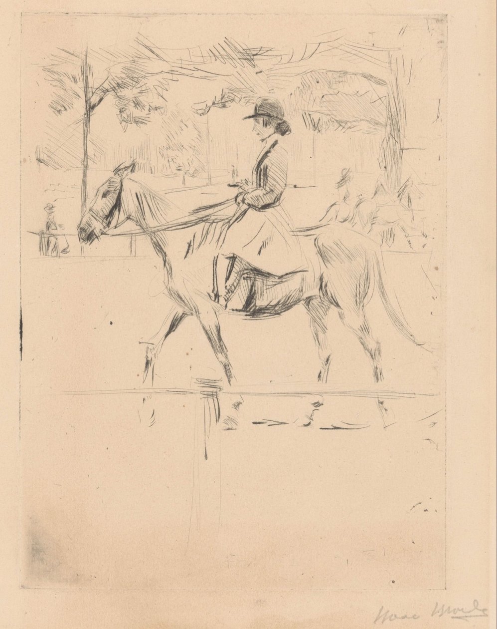 Mujer a caballo de Isaac Israels (signed by artist)