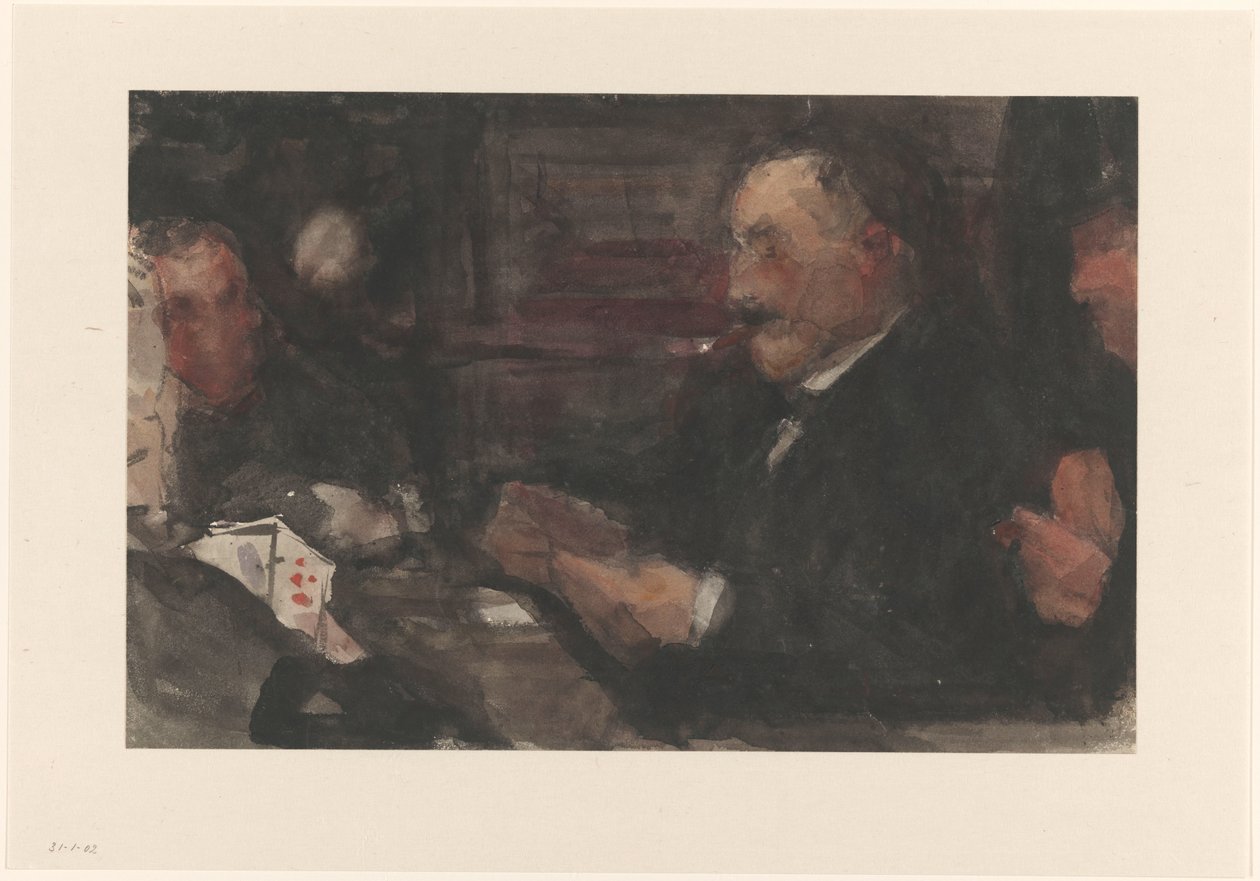 Hombres jugando a las cartas en una cafetería de Isaac Israels