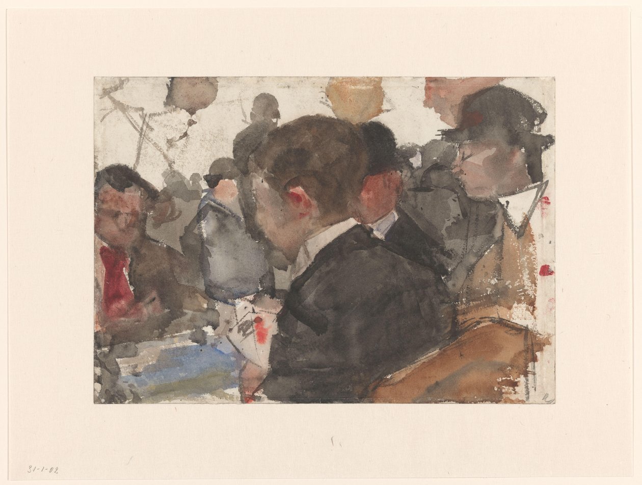 Hombres jugando a las cartas en un café de Isaac Israels