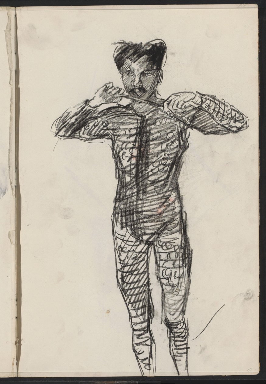 Hombre de pie disfrazado, posiblemente un artista de Isaac Israels