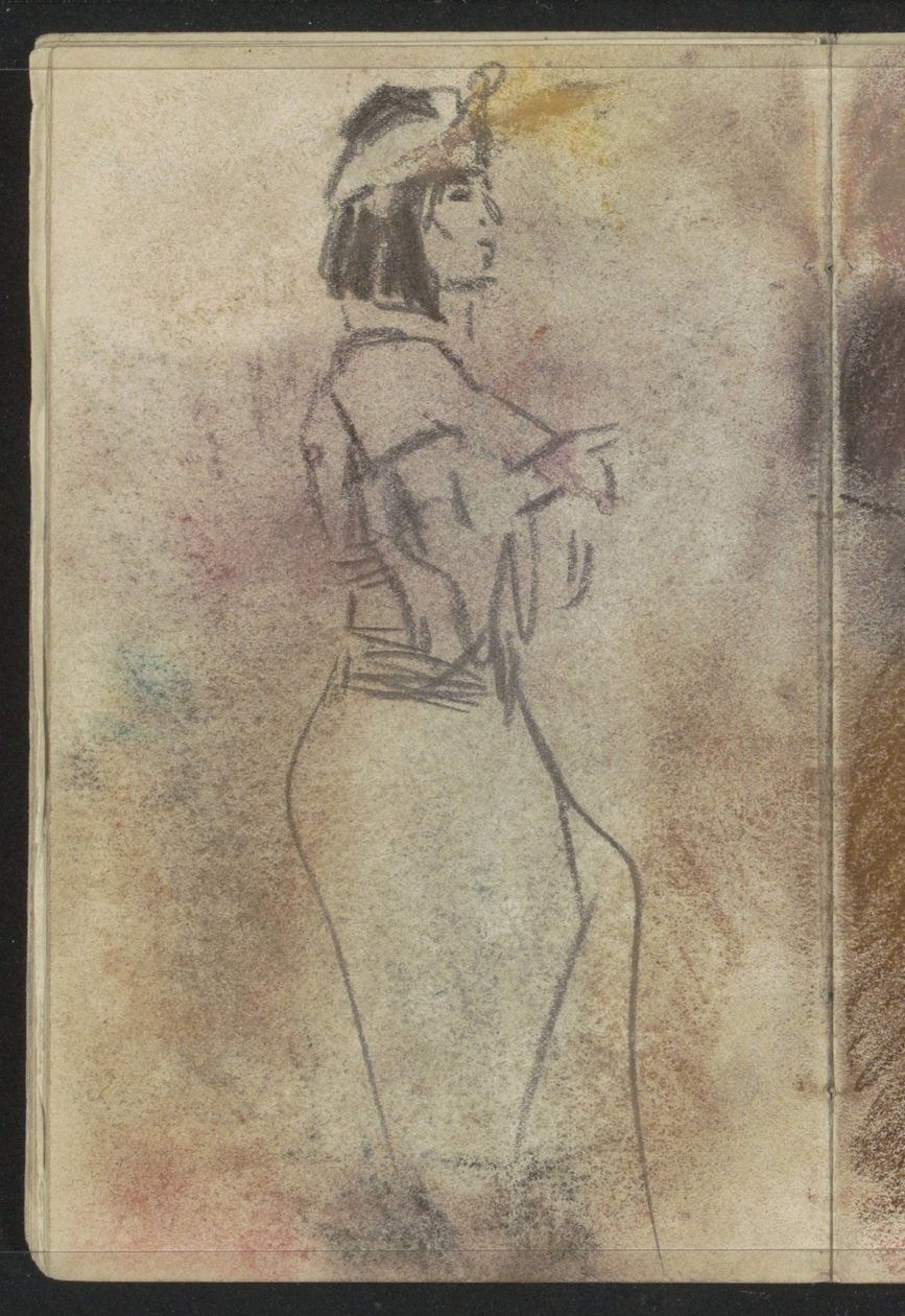 Mujer de pie con vestido oriental, de perfil de Isaac Israels