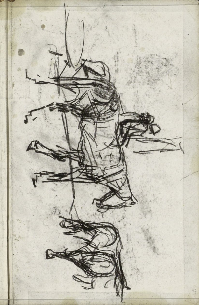 Cuatro caballos en carro con dos jinetes de Isaac Israels