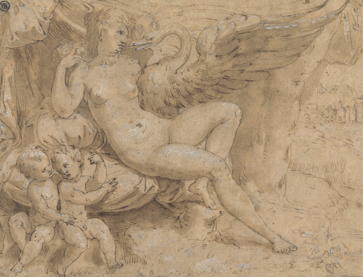 Leda y el cisne de Isaac Oliver
