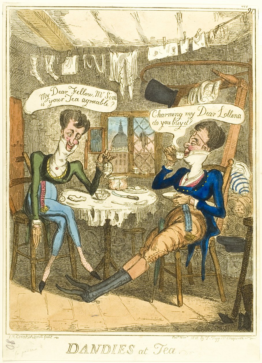 Dandies en el té de Isaac Robert Cruikshank