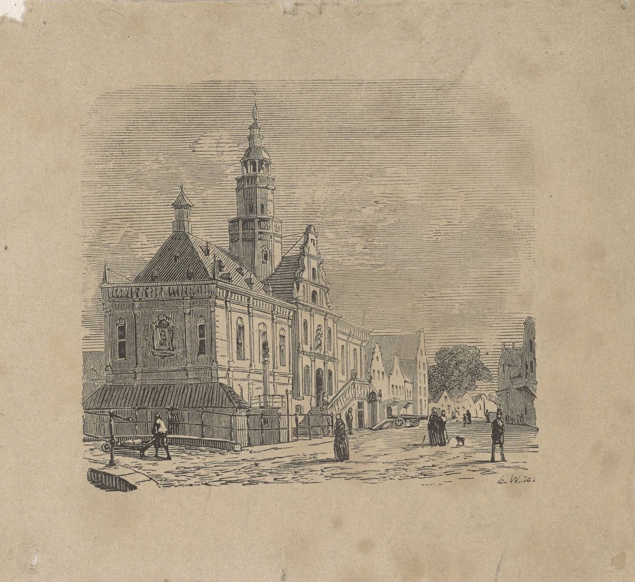 Vista del ayuntamiento de Bolsward de Isaac Weissenbruch
