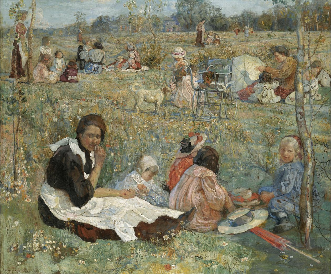 Niñera con niños, 1912 de Isaak Israilevich Brodsky