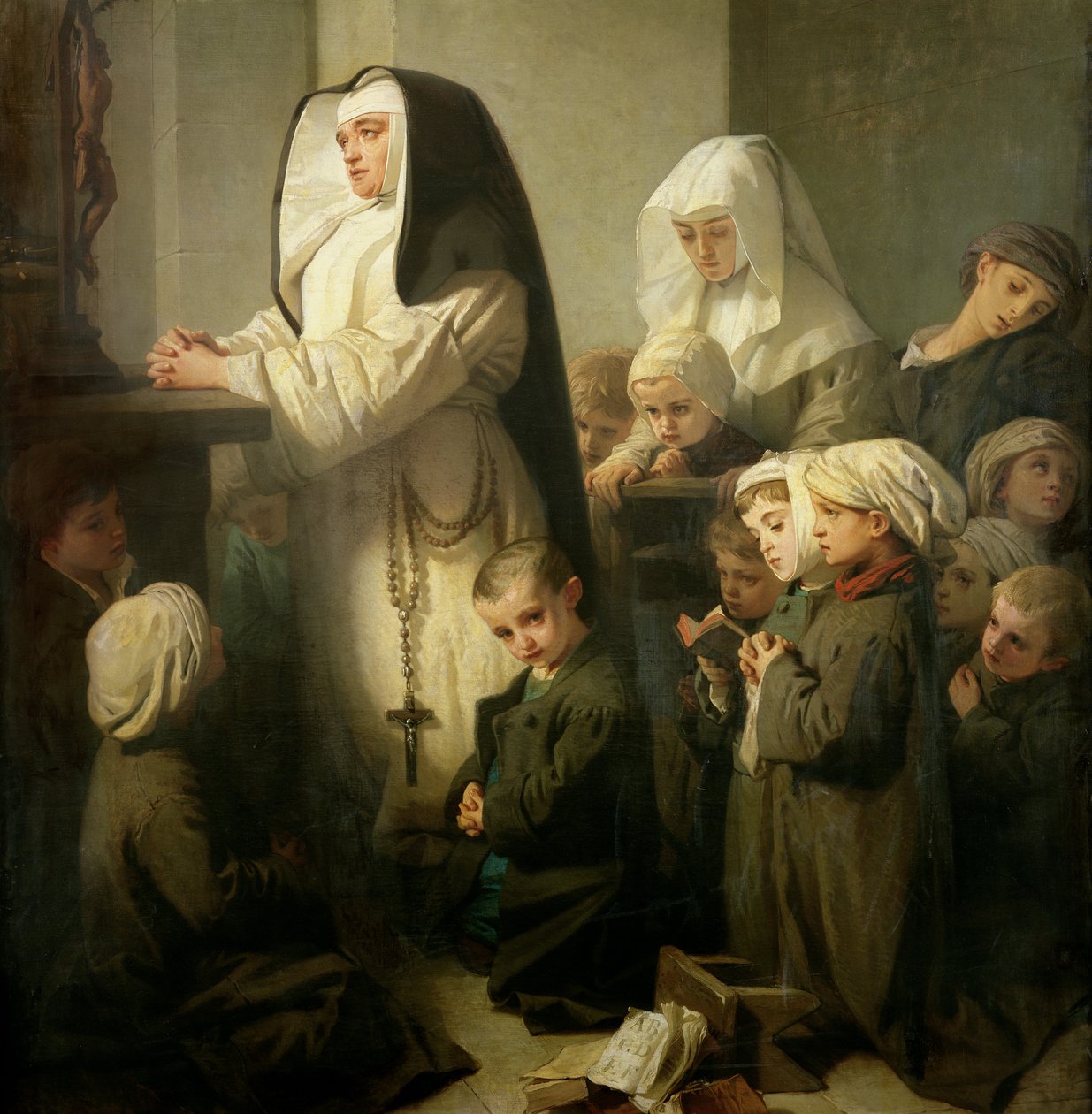 La Oración de los Niños que Sufren de Tiña, 1853 (detalle) de Isidore Pils
