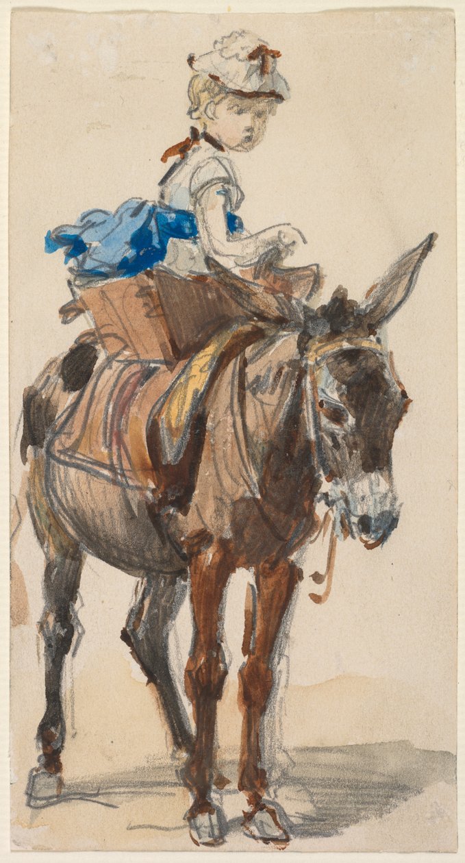 Niña en un burro de Isidore Pils