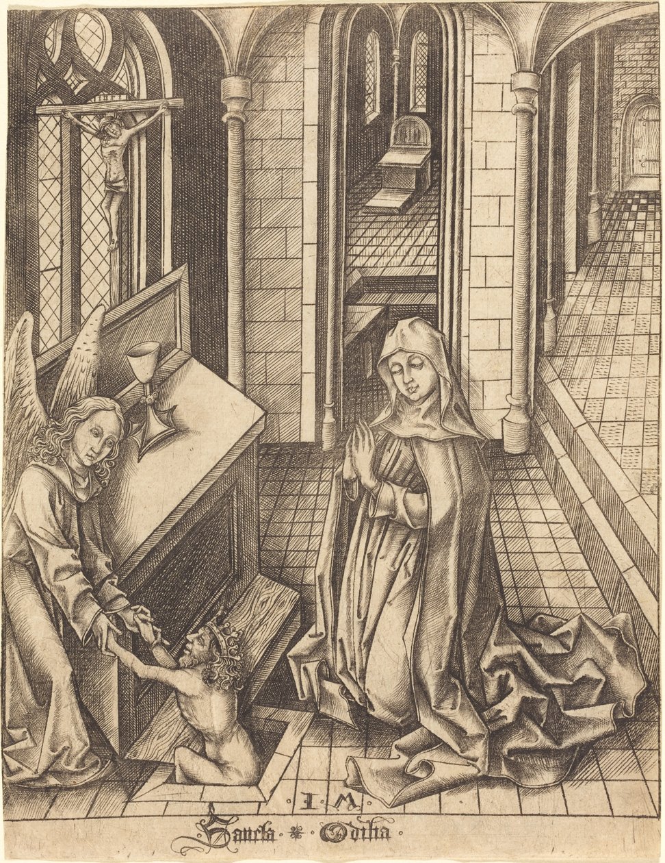 Santa Otilia, c. 1475-1480 de Israhel van Meckenem