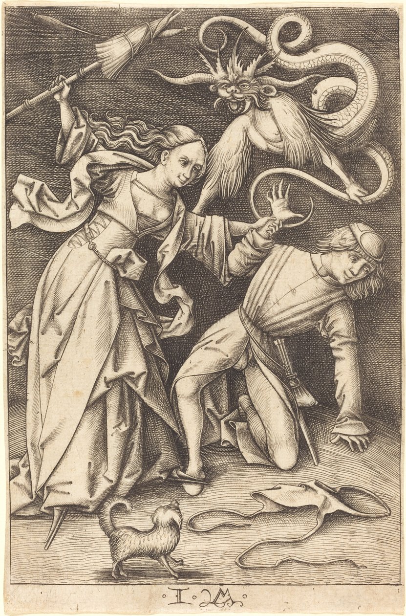 La esposa enojada, c. 1495-1503 de Israhel van Meckenem