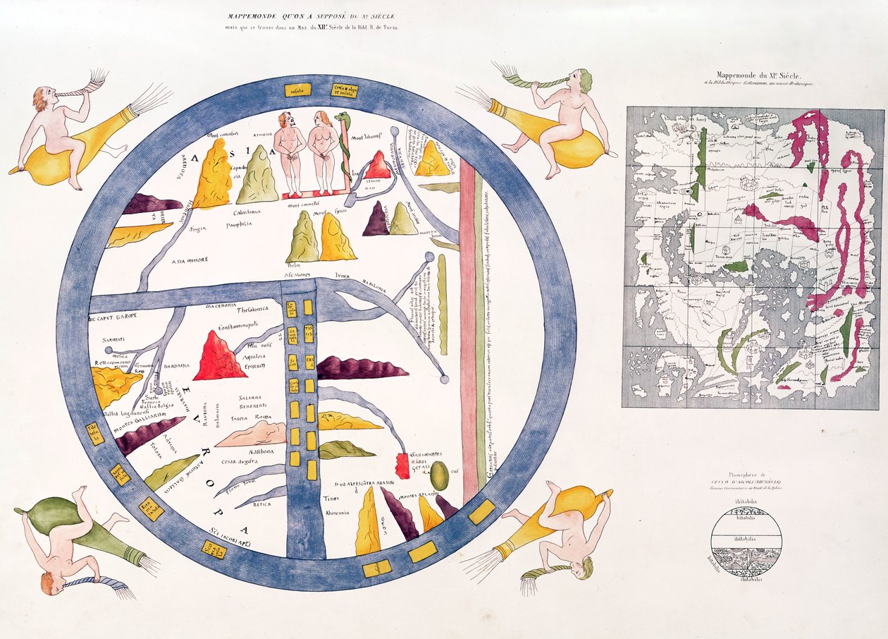 Mappamundi de Beato de Turín (grabado coloreado a mano) de Italian School