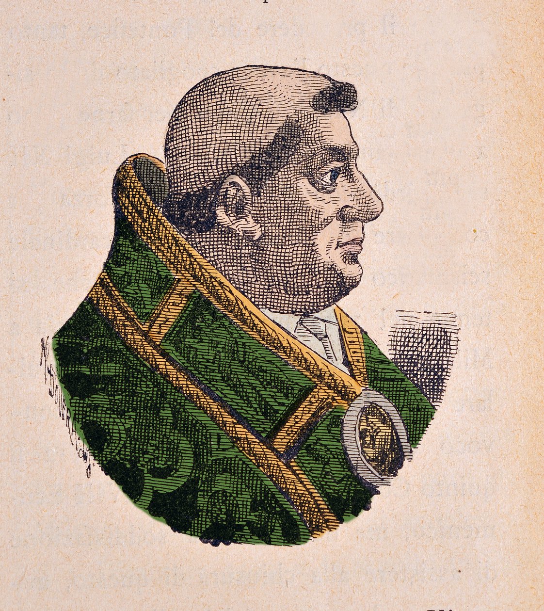Retrato del Papa Julio II (Giulio II), 1898 (grabado con coloración posterior) de Italian School
