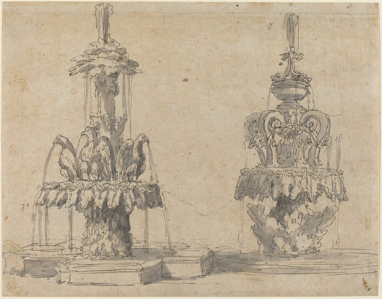 Dos fuentes de Italian 17th Century