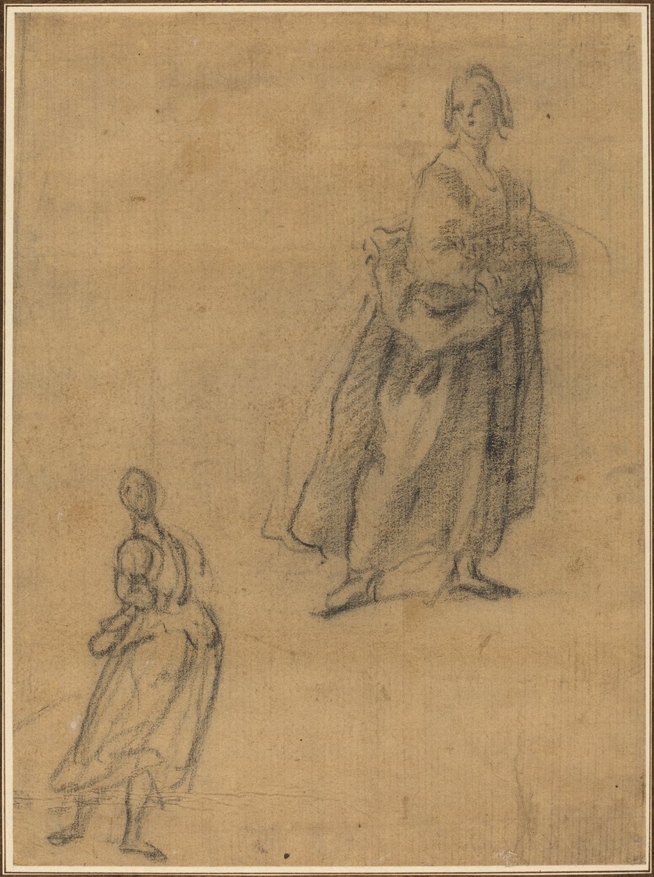 Dos Estudios de una Mujer de Pie de Italian 17th Century