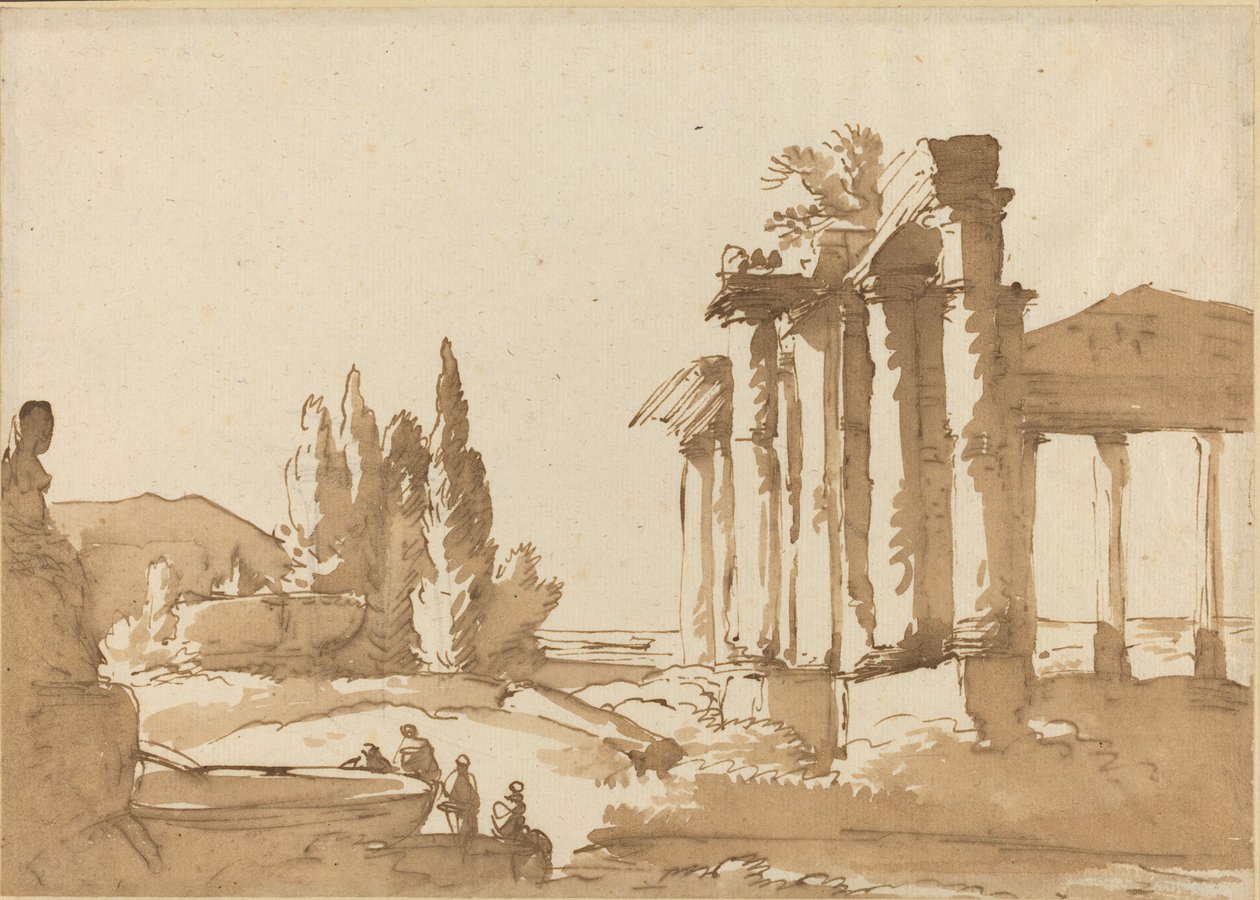 Paisaje con ruinas de Italian 18th Century