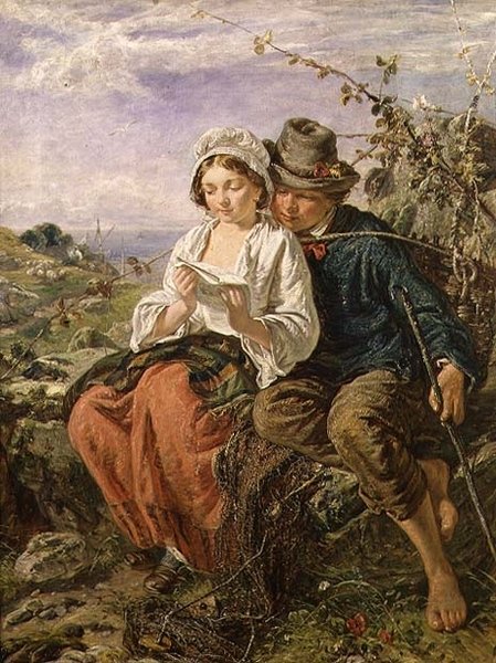 Un Recolector de Leña y una Chica Leyendo de Italian School