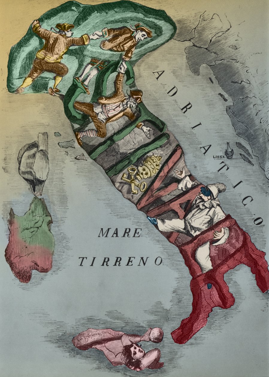Caricatura de Italia durante la Unificación, 1866 de Italian School