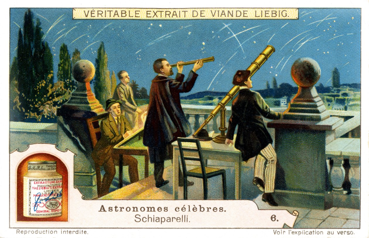 Giovanni Schiaparelli, Observación del cielo (grabado) de Italian School