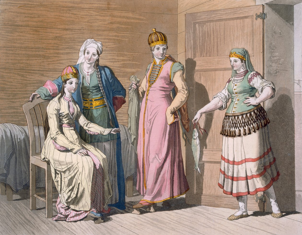 Interior con Mujeres Circassianas, c.1820s-30s de Italian School