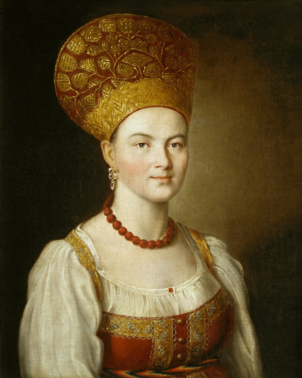 Retrato de una mujer desconocida con traje ruso de Ivan Petrovich Argunov