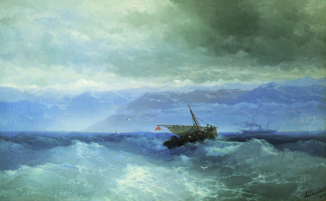 Ruso: "Montañas del Cáucaso desde el mar" Montañas del Cáucaso desde el mar de Ivan Aivazovsky