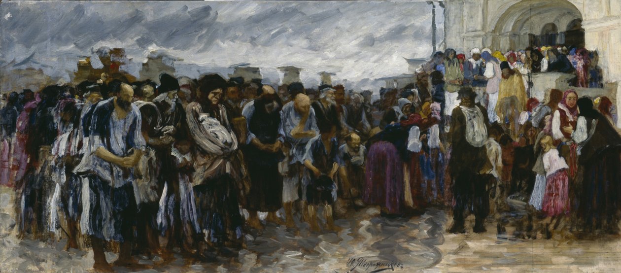 Mendigos en la iglesia, 1889 de Ivan Ivanovich Tvorozhnikov
