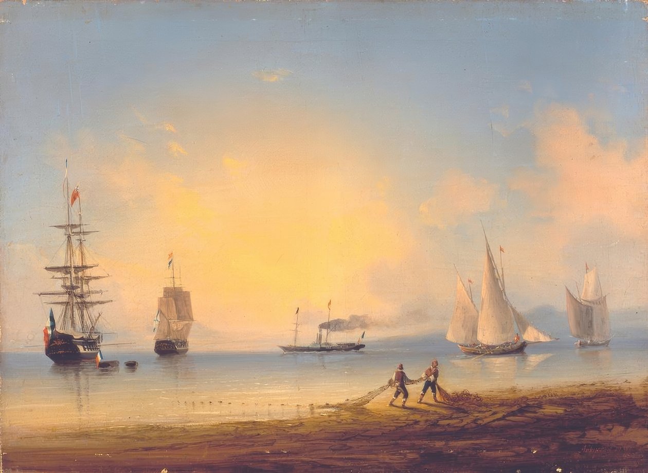 Fragatas rusas y francesas de Ivan Konstantinovich Aivazovsky