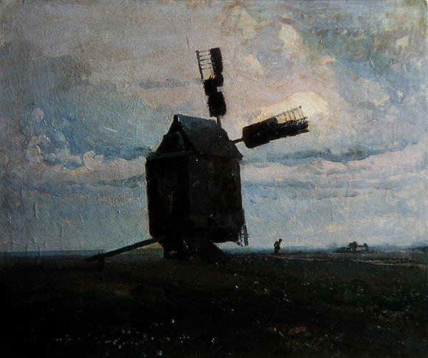 Molino de viento, c.1930 (óleo sobre tabla) de Ivan Trusz