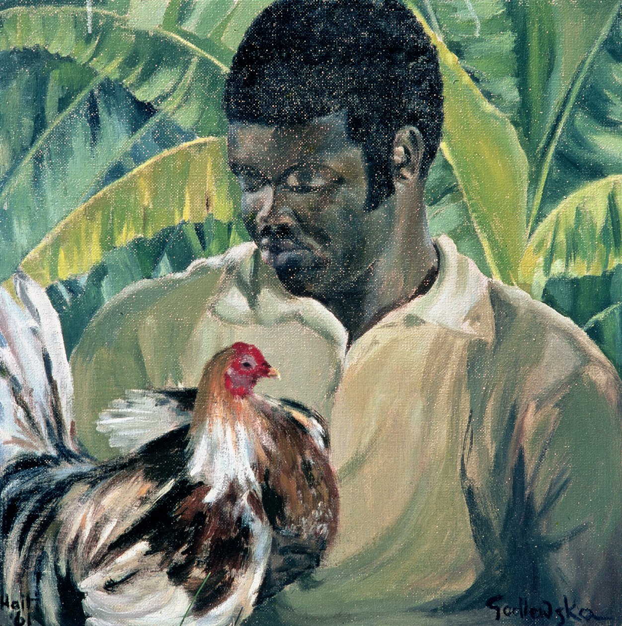 Abel con Gallo de Pelea, 1961 de Izabella Godlewska de Aranda