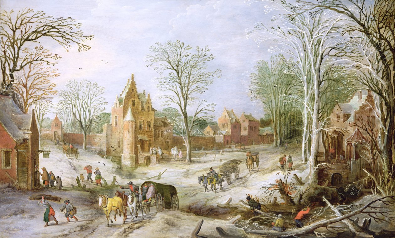 Paisaje invernal boscoso con un carro de J. and Momper, J. de Brueghel