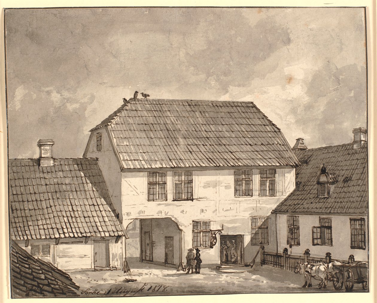 Interior de una granja en Sorø de Johan Christian Dahl