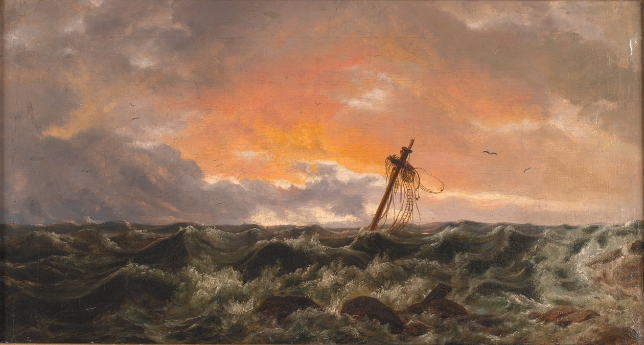 Marina con un naufragio de Johan Christian Dahl