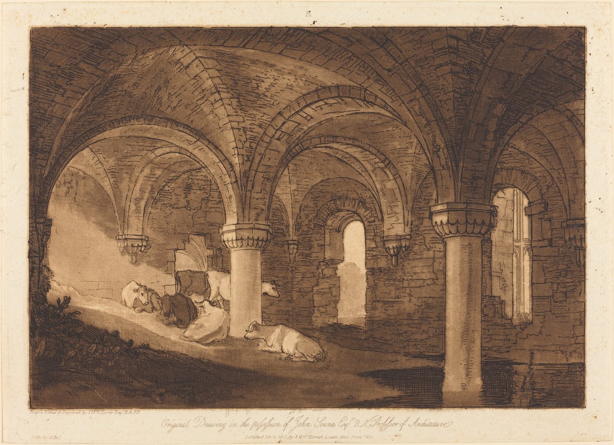 Cripta de la Abadía de Kirkstall, publicada en 1812 de Joseph Mallord William Turner