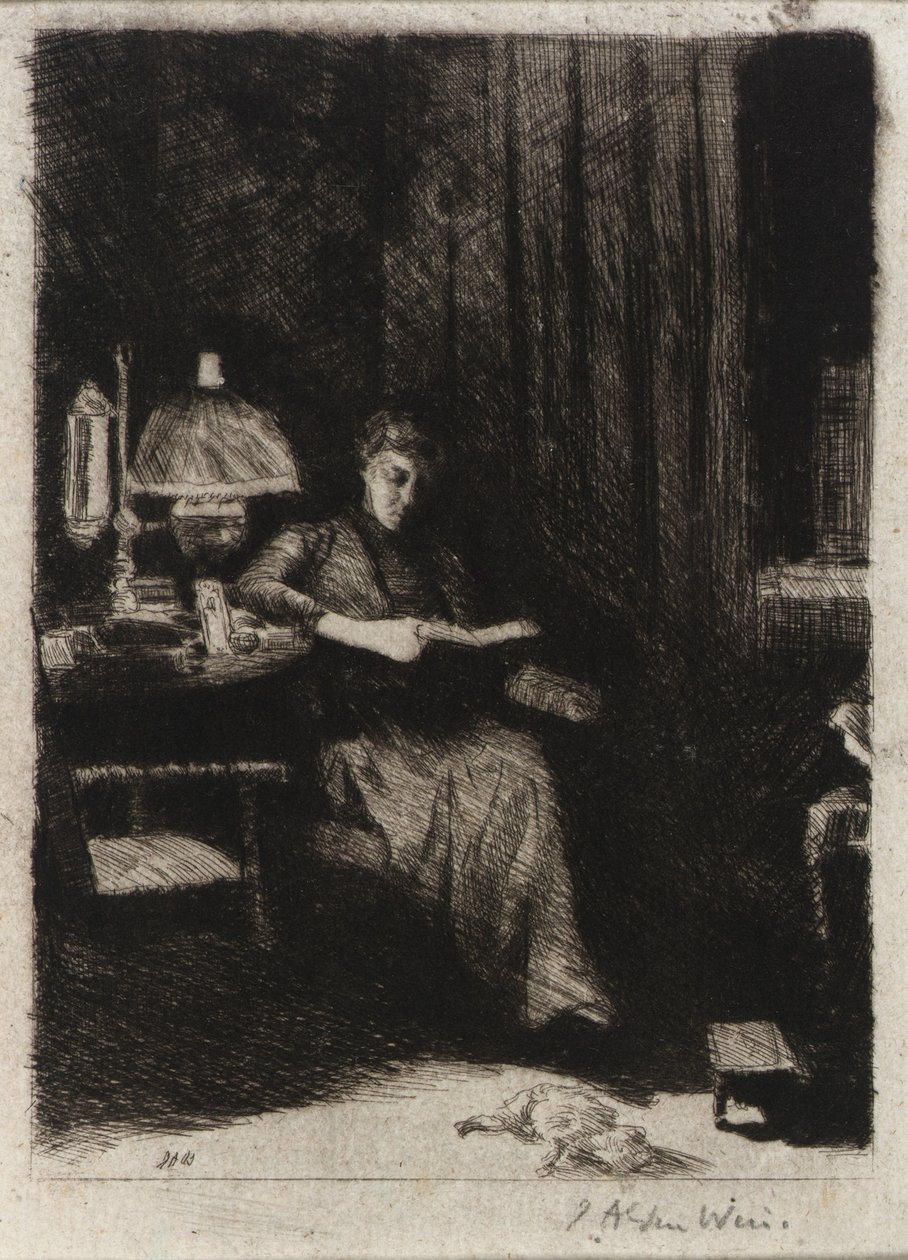 La lámpara de la tarde de J. Alden Weir
