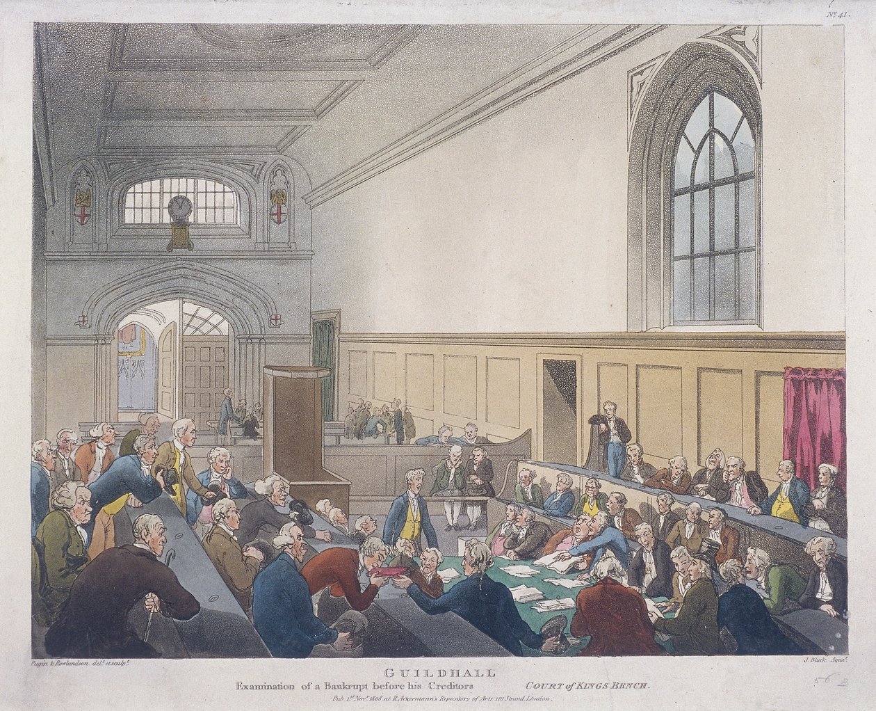 Tribunal del Banco del Rey, Guildhall, Londres, 1808 de J Bluck